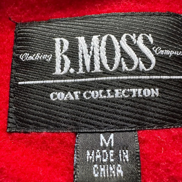 Vintage B. Moss Red Pea Coat Wool Women Size Medium - Picture 4 of 5